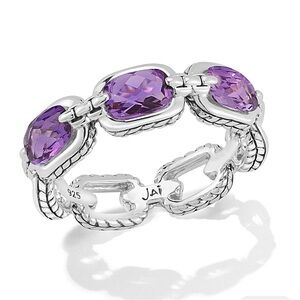 John Hardy Silver Ring with Purple Gemstones
